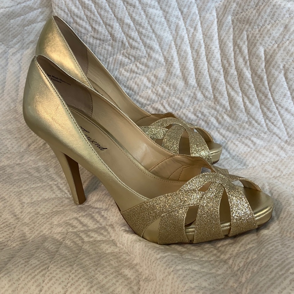 Lulu Townsend gold Della pumps strapy glitter